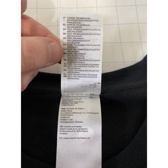 Adidas Men’s Sweatshirt Black Long Sleeve Embroidered Crew Neck Size XXL - Picture 13 of 14